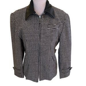 Eska Vintage Black/White Houndstooth Zip Front Jacket 6